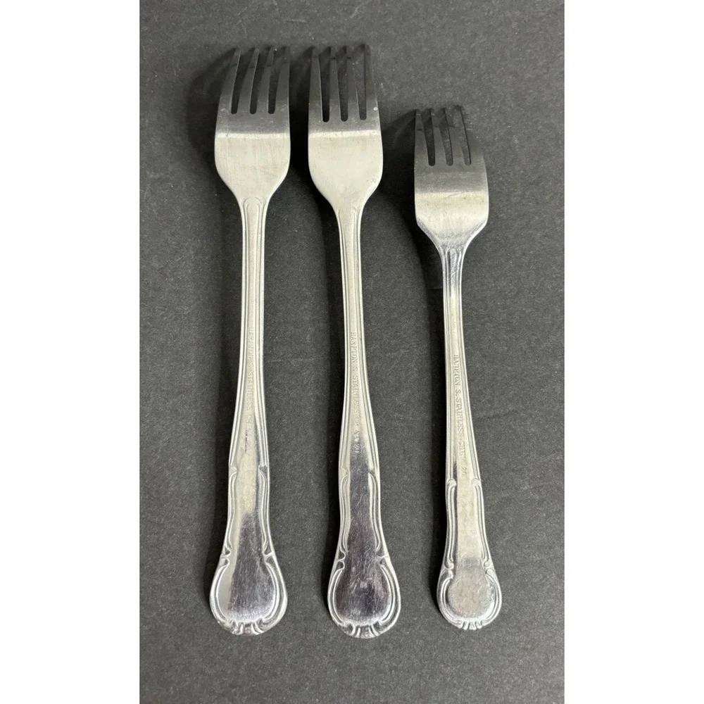 Hampton Silversmiths Ellegance 2 Dinner Forks 1 Salad Fork Stainless Flatware